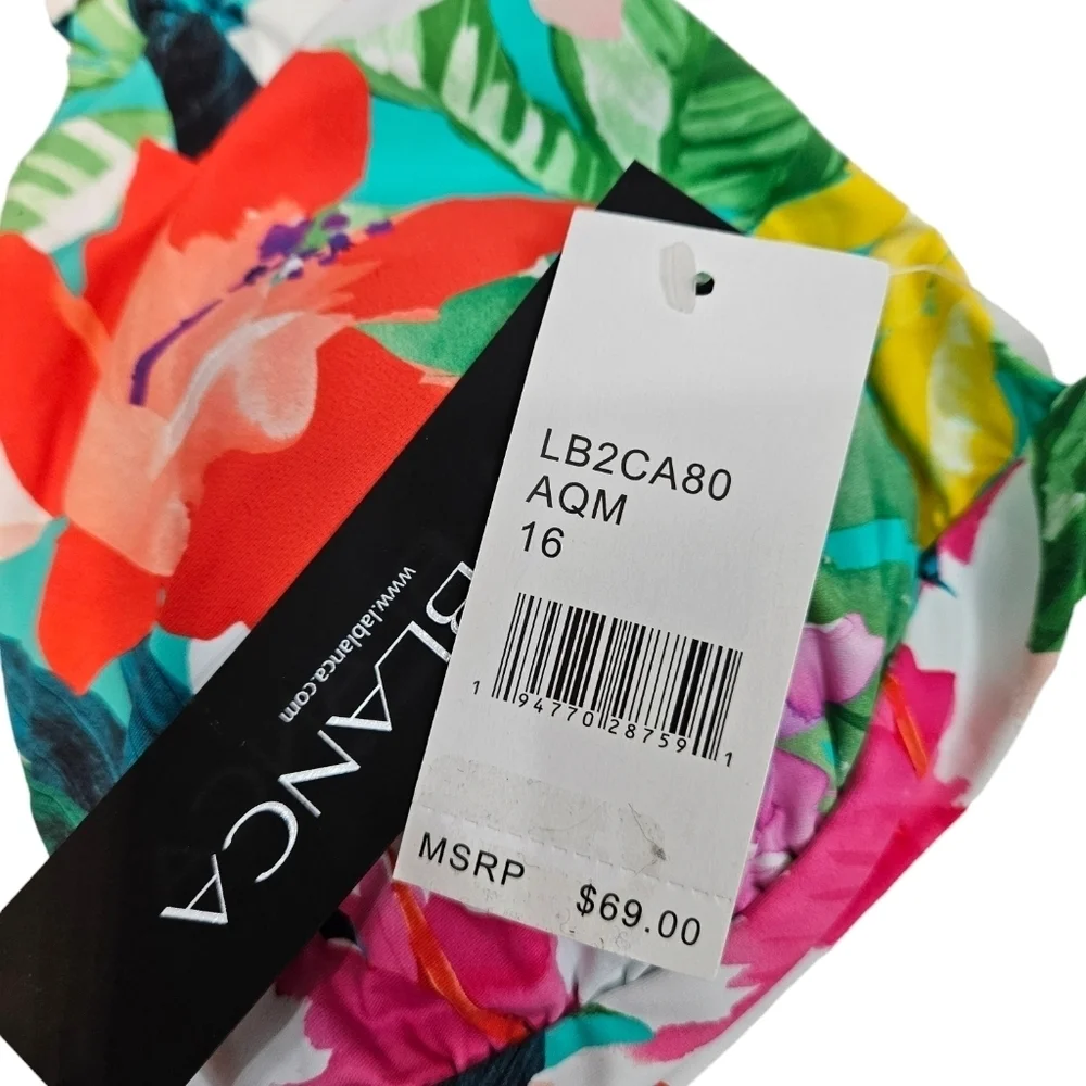 NWT La Blanca Tropea Tropical Halter Bikini Top Size 16 Women's Q20‎